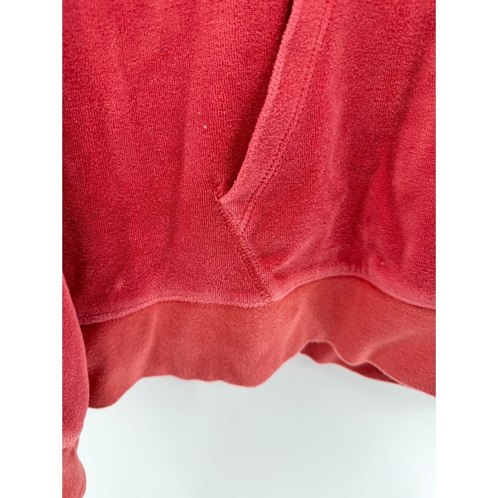 J.Crew Y2K Terry Velour Hoodie Size M Coral Red Plush Loungewear Athleisure EUC - Picture 4 of 5